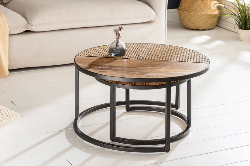 rattan iron coffee table