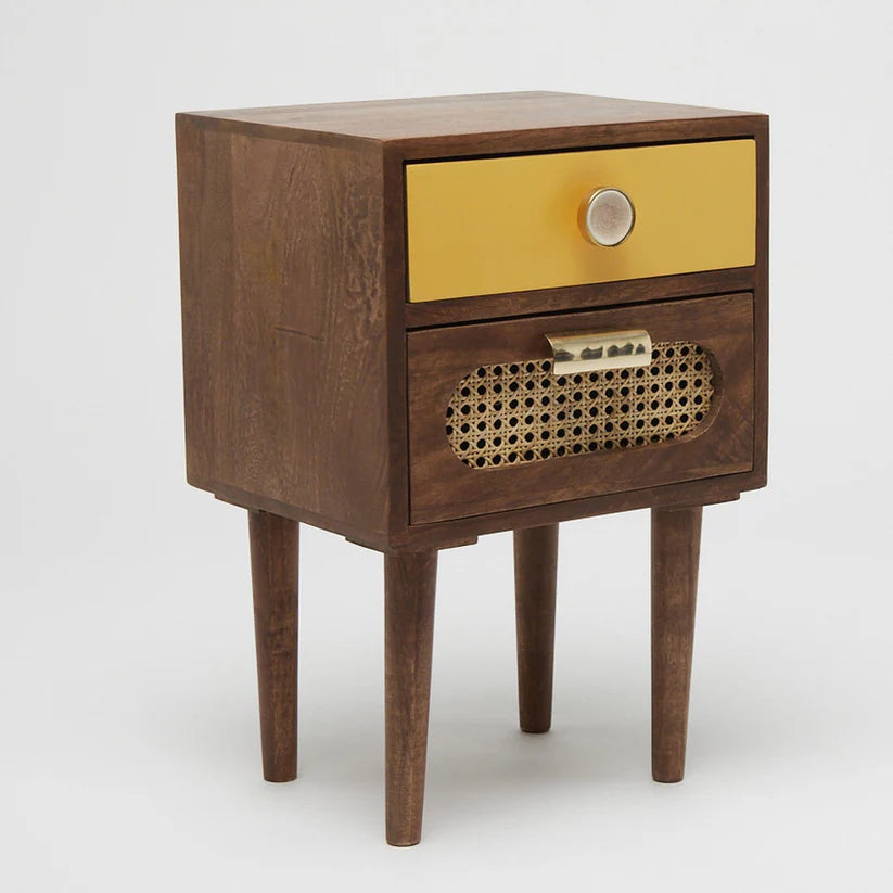 rattan nightstand dark matte