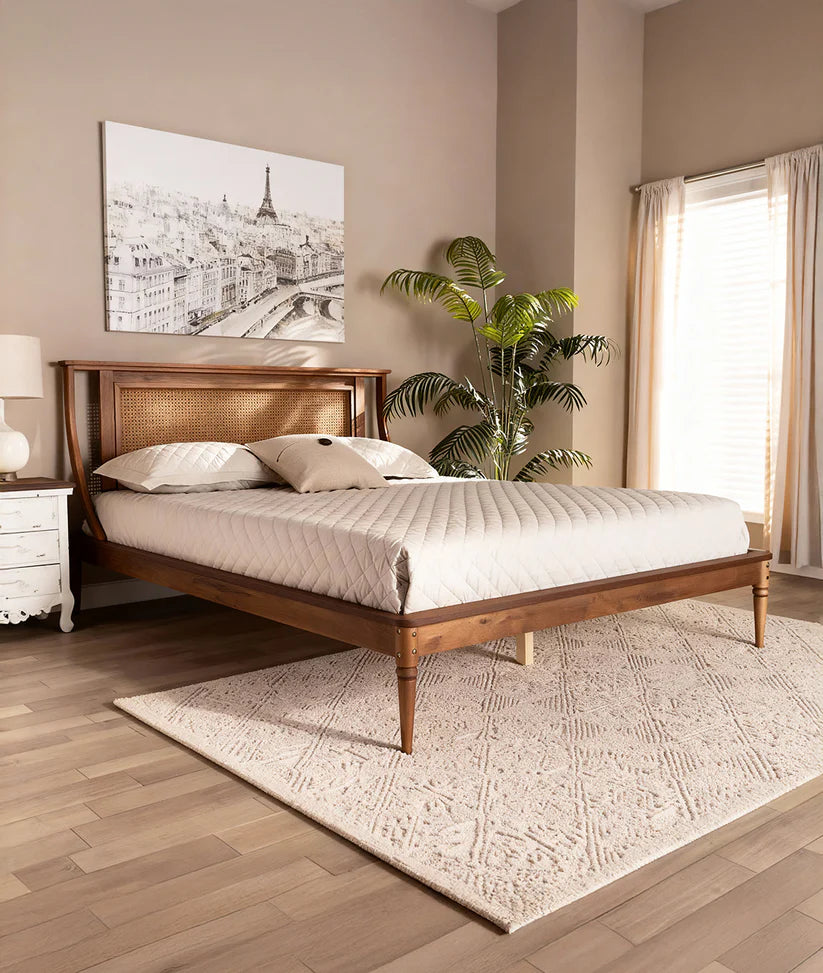rattan queen bed