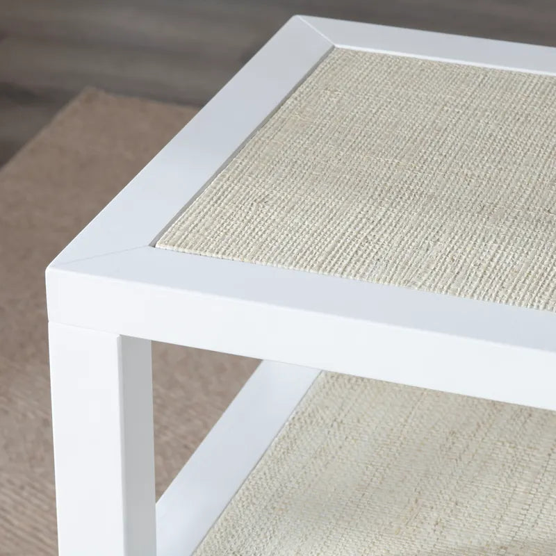 rattan shelf end table