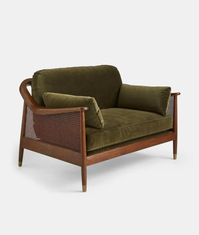 rattan velvet sofa handwoven