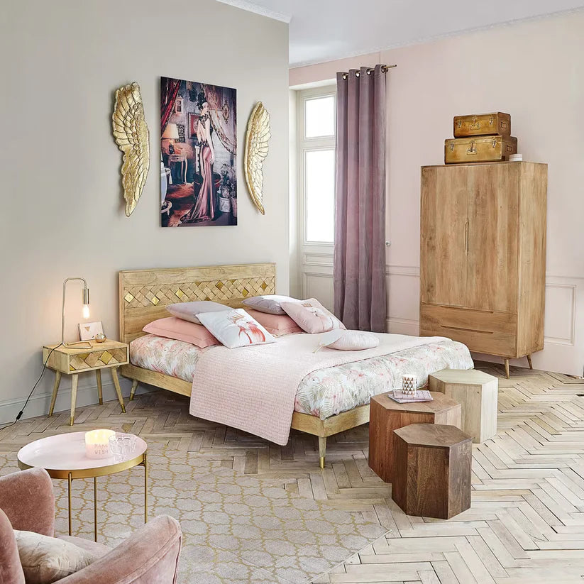 retro mango wood bed