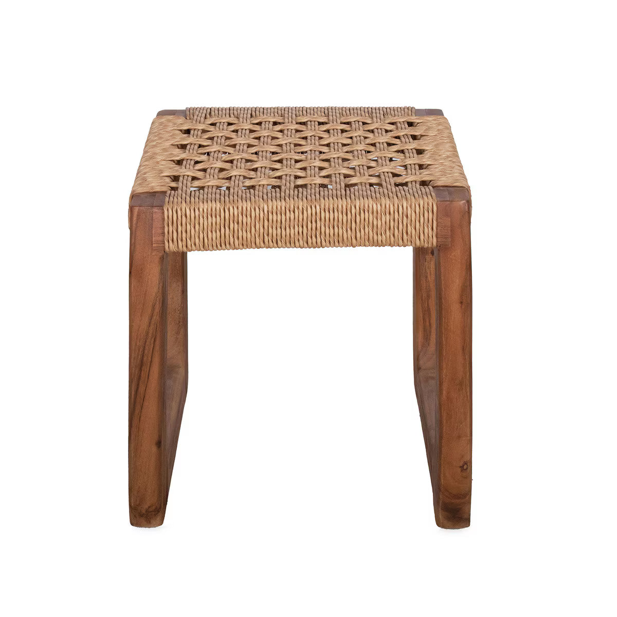 rugged woven wood stool