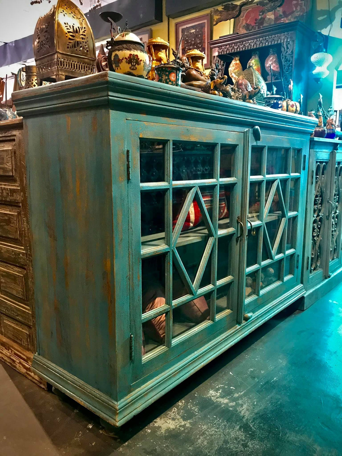 rustic blue sideboard