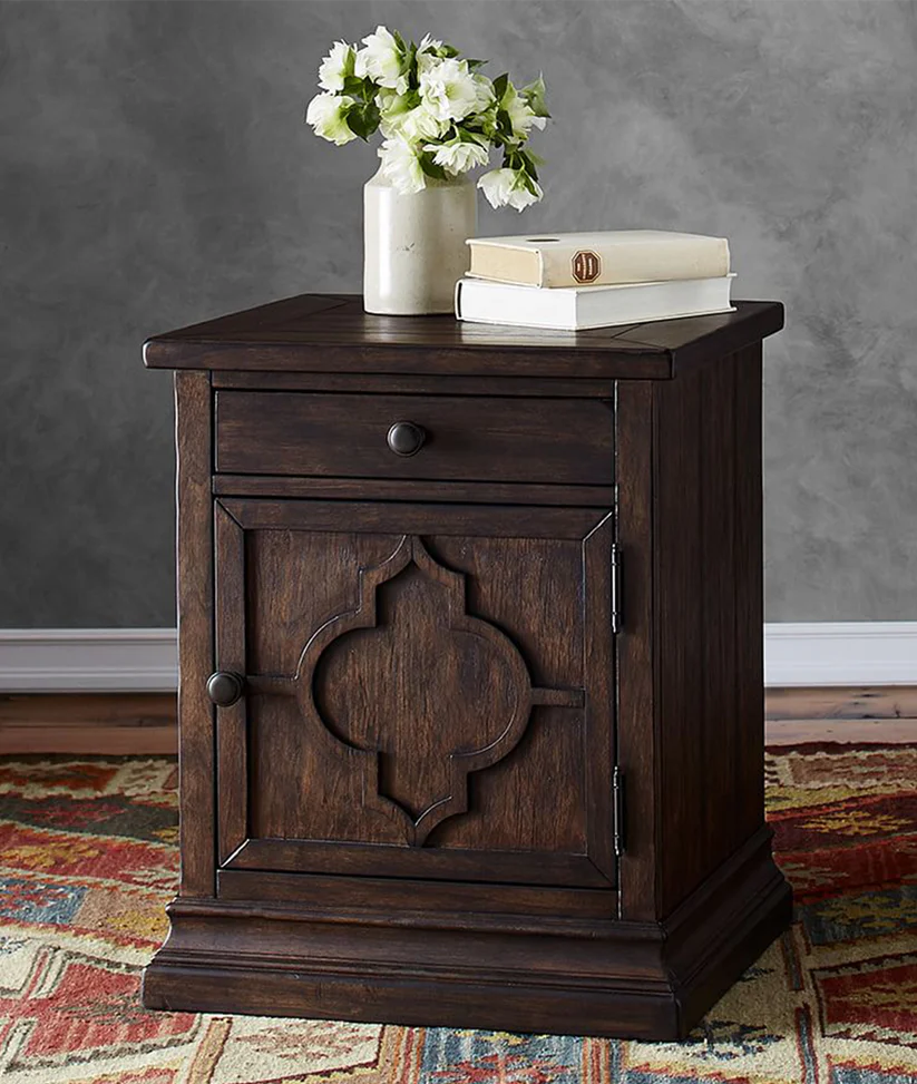 rustic mango wood bedside table