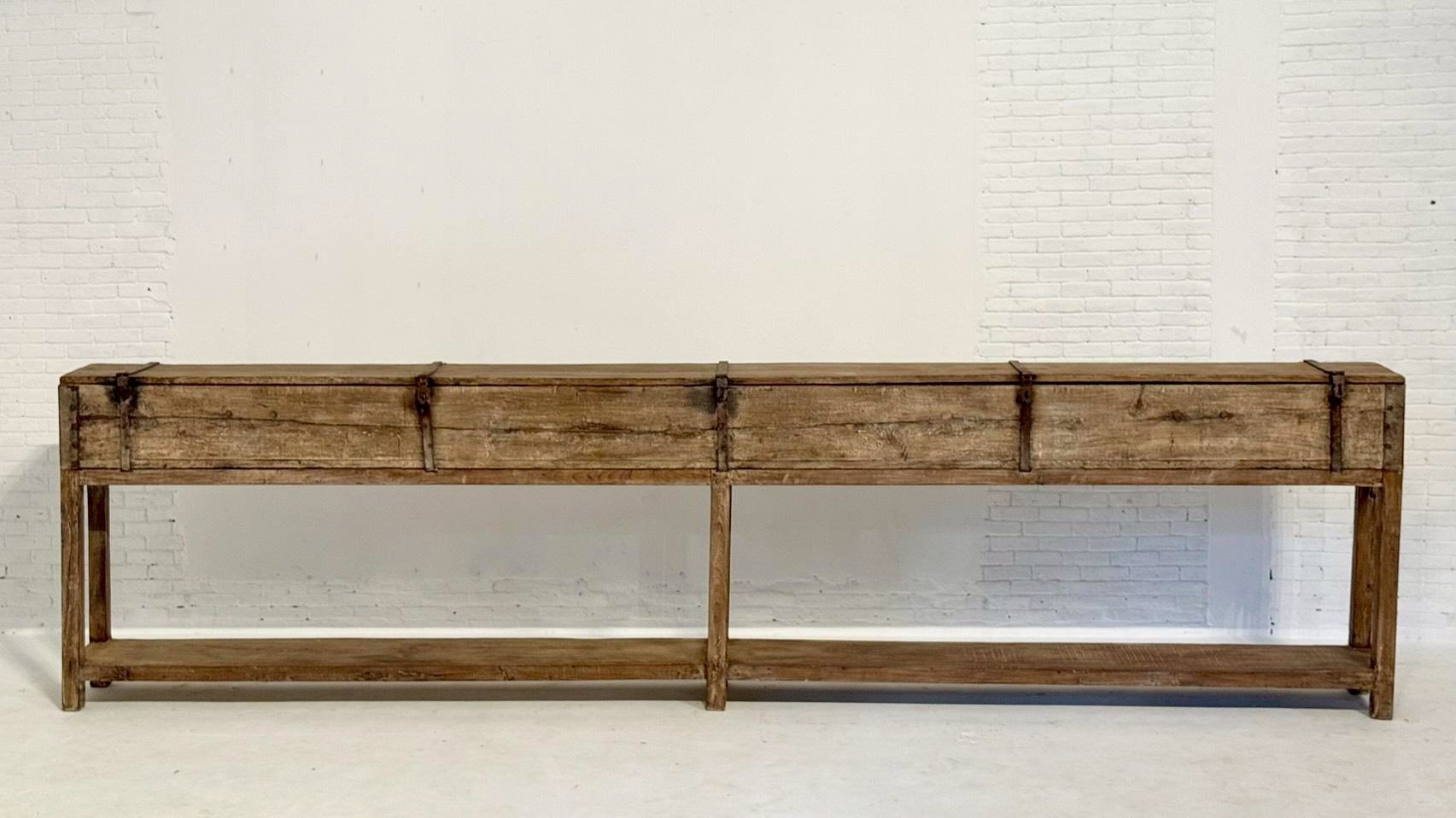 Sandook Two Storage Box Console Table – Console Table with Trunk Style and Rustic Finish W354 x D28 x H91 cm - RIVO HOMES