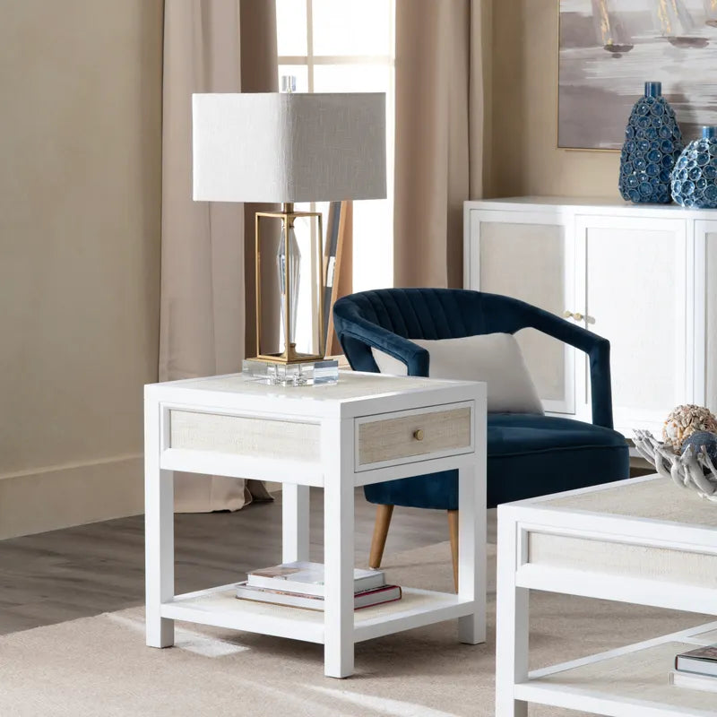 sandstone rattan bedside table