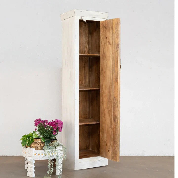 reclaimed door cabinet, old door cabinet, moroccan tile cabinet, tall cabinet, narrow cabinet, whitewashed cabinet, ceramic tile inlay, hand painted tiles, indian furniture, storage cabinet, bathroom cabinet, bedroom cabinet, entryway cabinet, hallway cabinet, linen cabinet, vintage cabinet, 1 door cabinet, slender cabinet, space saving cabinet, handmade cabinet, artisan made cabinet, reclaimed wood furniture, architectural salvage, premium wood cabinet, quality wood furniture, durable cabinet, sturdy cabin