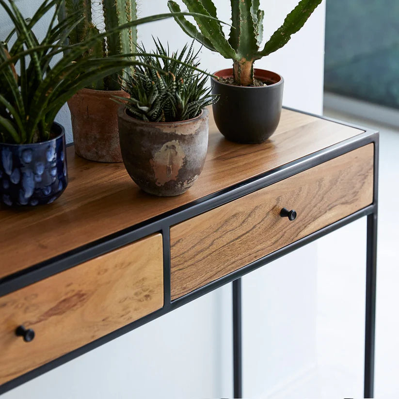 sheesham iron console
