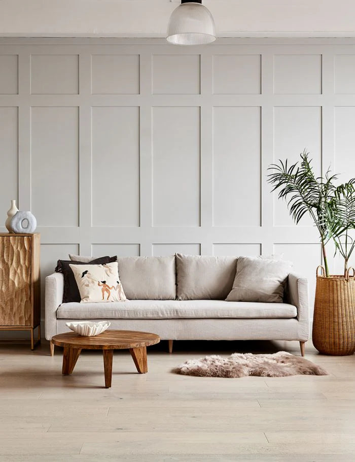 sheesham linen sofa
