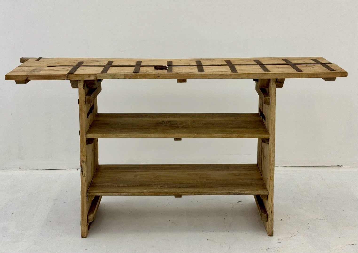 Shelf Rack Console Table – Console Table with Shelf and Industrial Finish W176 x D50 x H91 cm - RIVO HOMES