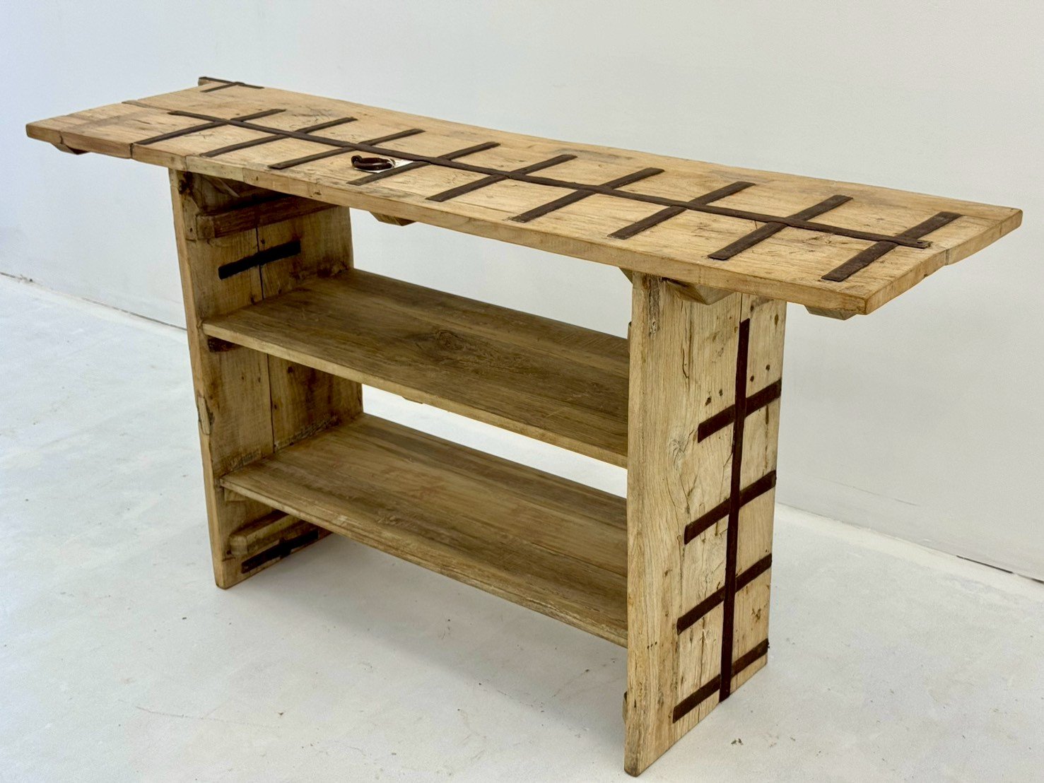 Shelf Rack Console Table – Console Table with Shelf and Industrial Finish W176 x D50 x H91 cm - RIVO HOMES