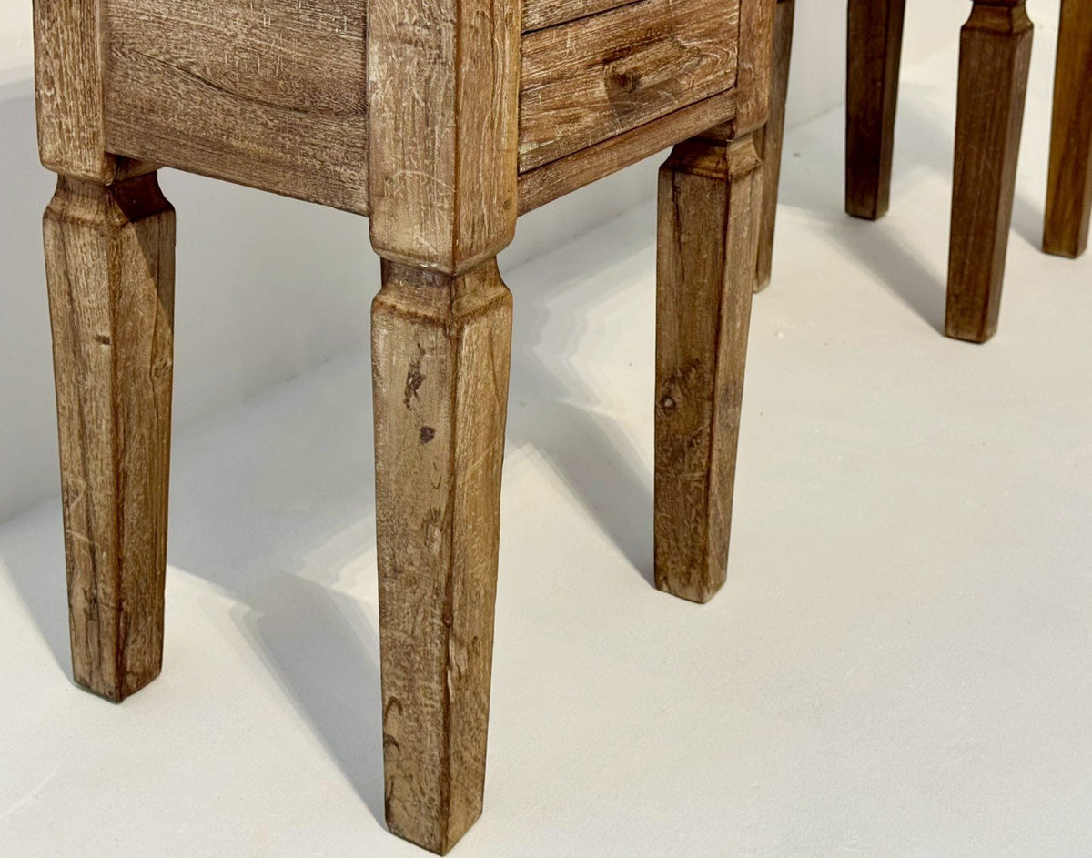 Side Drawers Console Table – Teak Drawer Console Table with Vintage Patina & Carved Legs W160 x D40 x H74 cm - RIVO HOMES