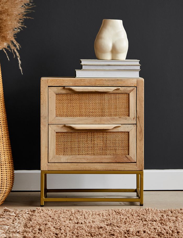 side table brass drawers
