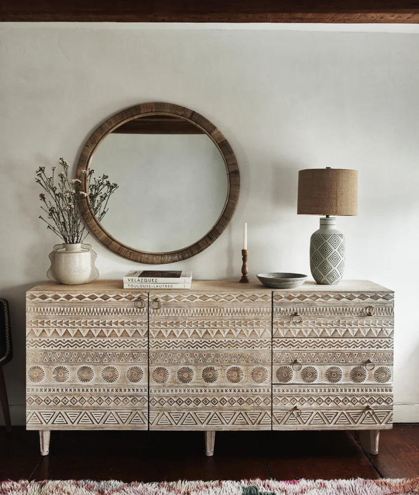 sideboard mango wood distress white