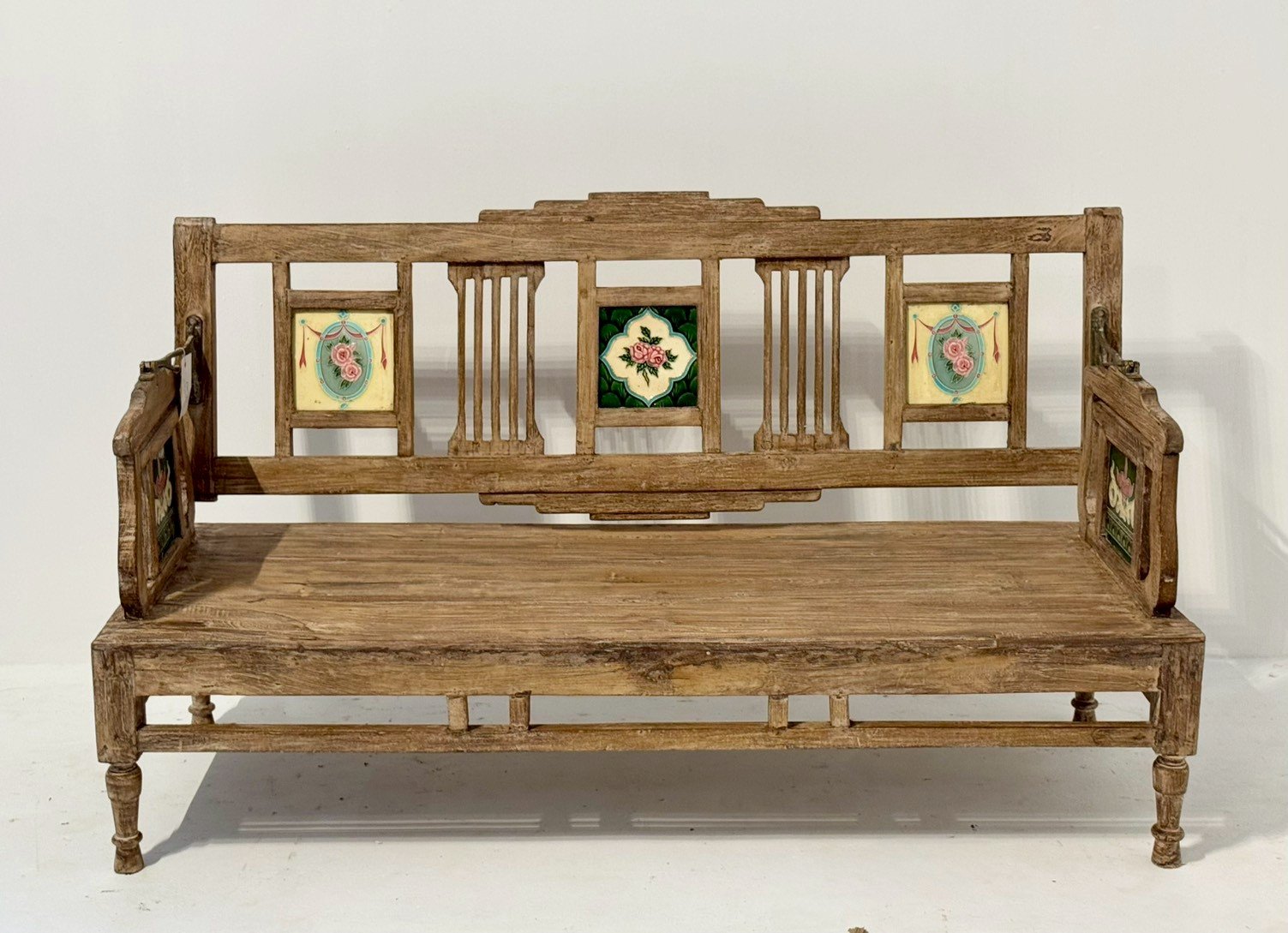 Sliding Backrest Wooden Bench – Reversible Backrest Bench with Rustic Finish W138 x D51 x H77 cm - RIVO HOMES