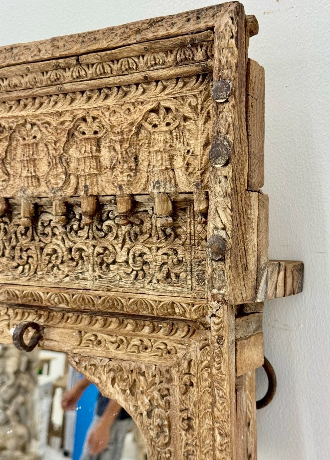 Slim Top Carved Antique Mirror – Long Mirror with Architectural Wood Frame W64 x D14 x H165 cm - RIVO HOMES