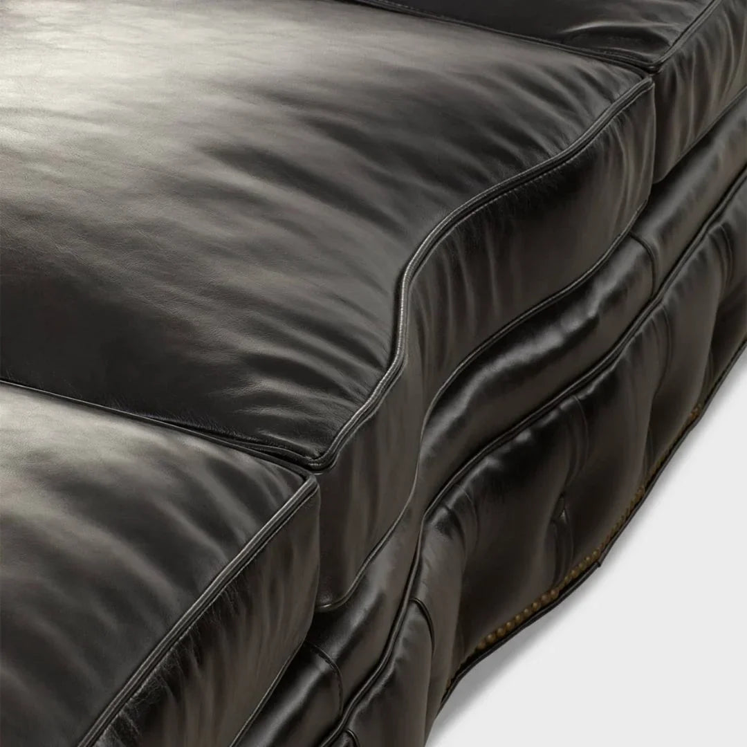 Bristol Noir Luxe Leather 3-Seater Sofa – Handcrafted Comfort by RIVO HOMES