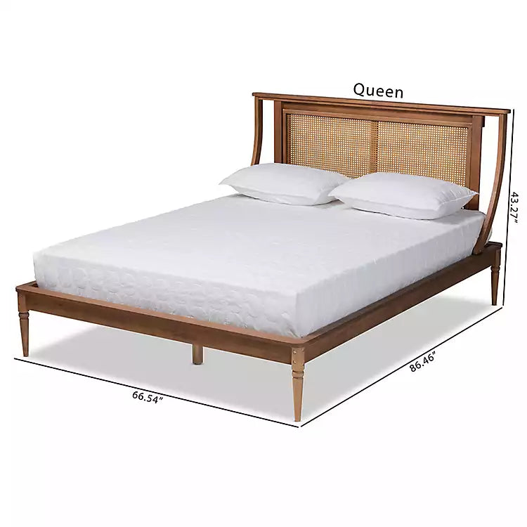 solid wood rattan bed
