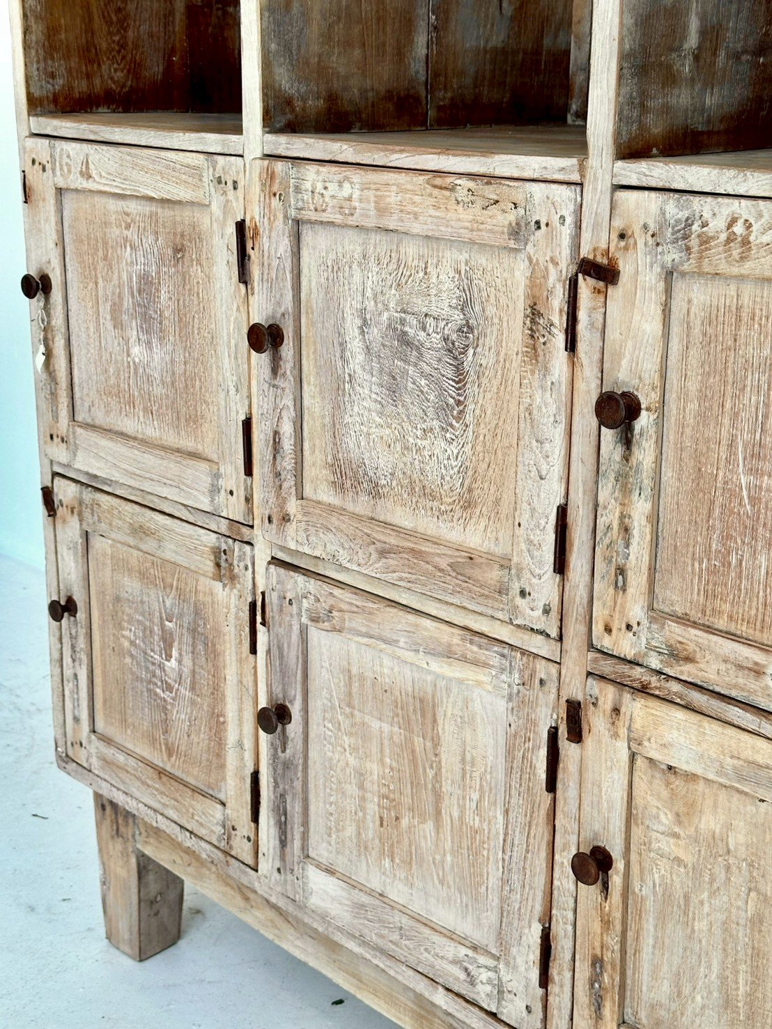 Storage Wooden Display Shelves Cabinet – Shelves Wooden Cabinet with Open Grid and Closed Storage W110 x D42 x H164 cm - RIVO HOMES