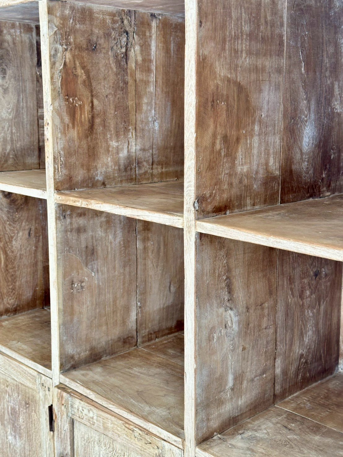 Storage Wooden Display Shelves Cabinet – Shelves Wooden Cabinet with Open Grid and Closed Storage W110 x D42 x H164 cm - RIVO HOMES