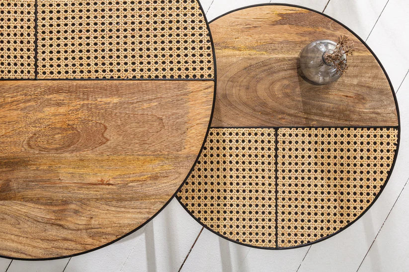 sturdy mango wood rattan table