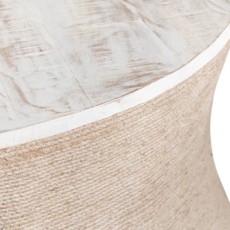tan rope white top table