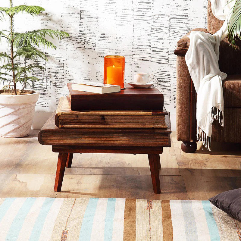 textbook stack coffee table