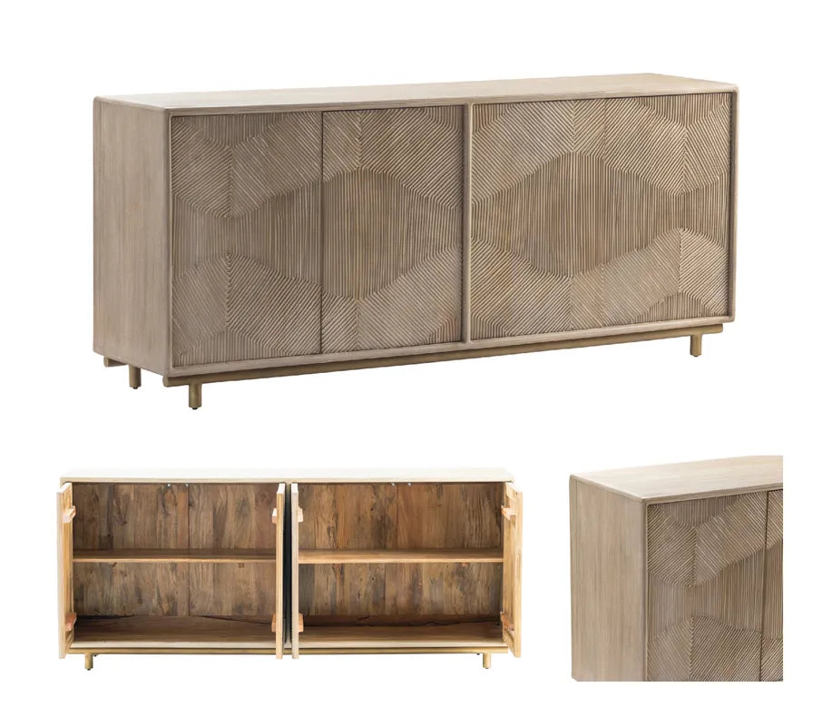 textured wave four door cabinet