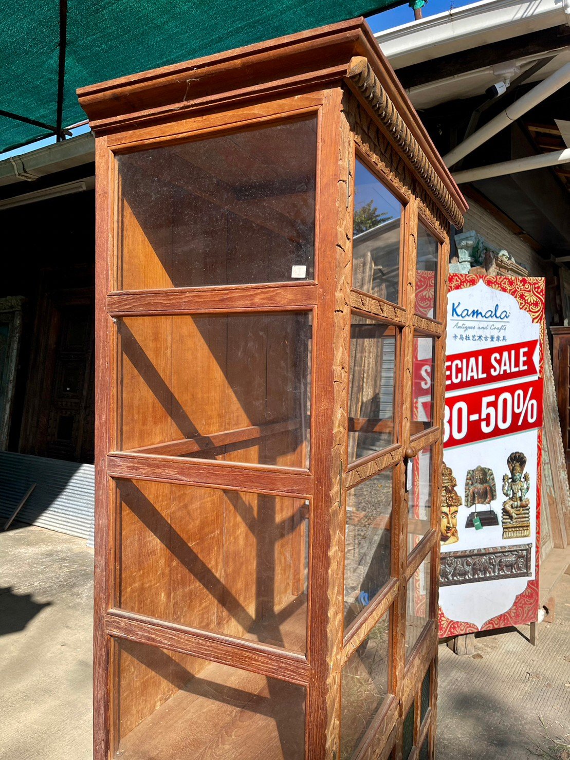 The Three Sided Colonial Glass Cabinet – Full Glass Cabinet W107 x D55 x H203 cm. - RIVO HOMES