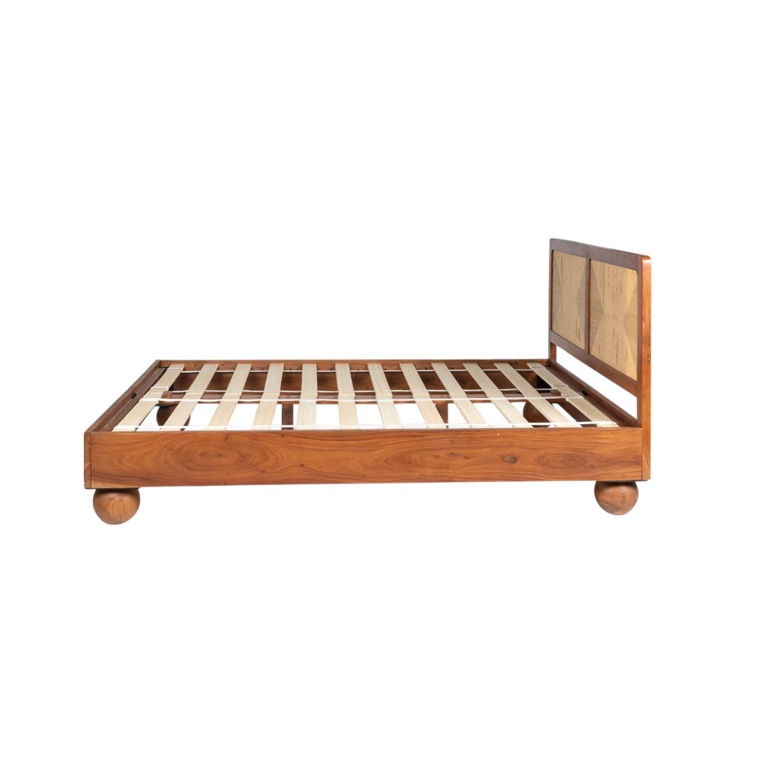 Thread Loom Queen Bed | Handcrafted Acacia Wood Bed with Thread-Woven Headboard | RIVO HOMES