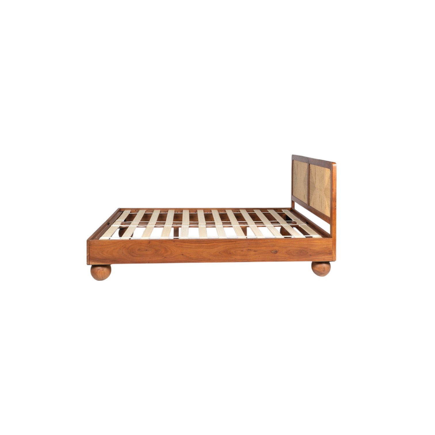 Thread Loom Queen Bed | Handcrafted Acacia Wood Bed with Thread-Woven Headboard | RIVO HOMES