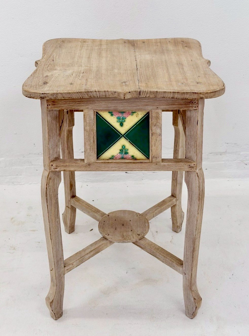 Tiles Decor Side Table – Small Side Table with Colorful Tile Inlay and Rustic Finish W52 x D52 x H73 cm - RIVO HOMES