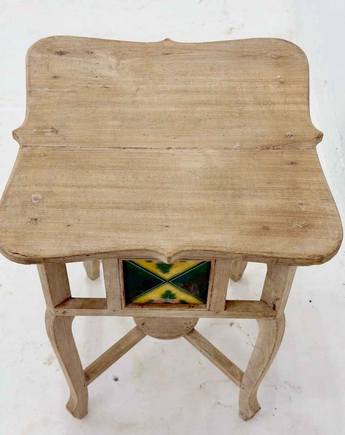 Tiles Decor Side Table – Small Side Table with Colorful Tile Inlay and Rustic Finish W52 x D52 x H73 cm - RIVO HOMES