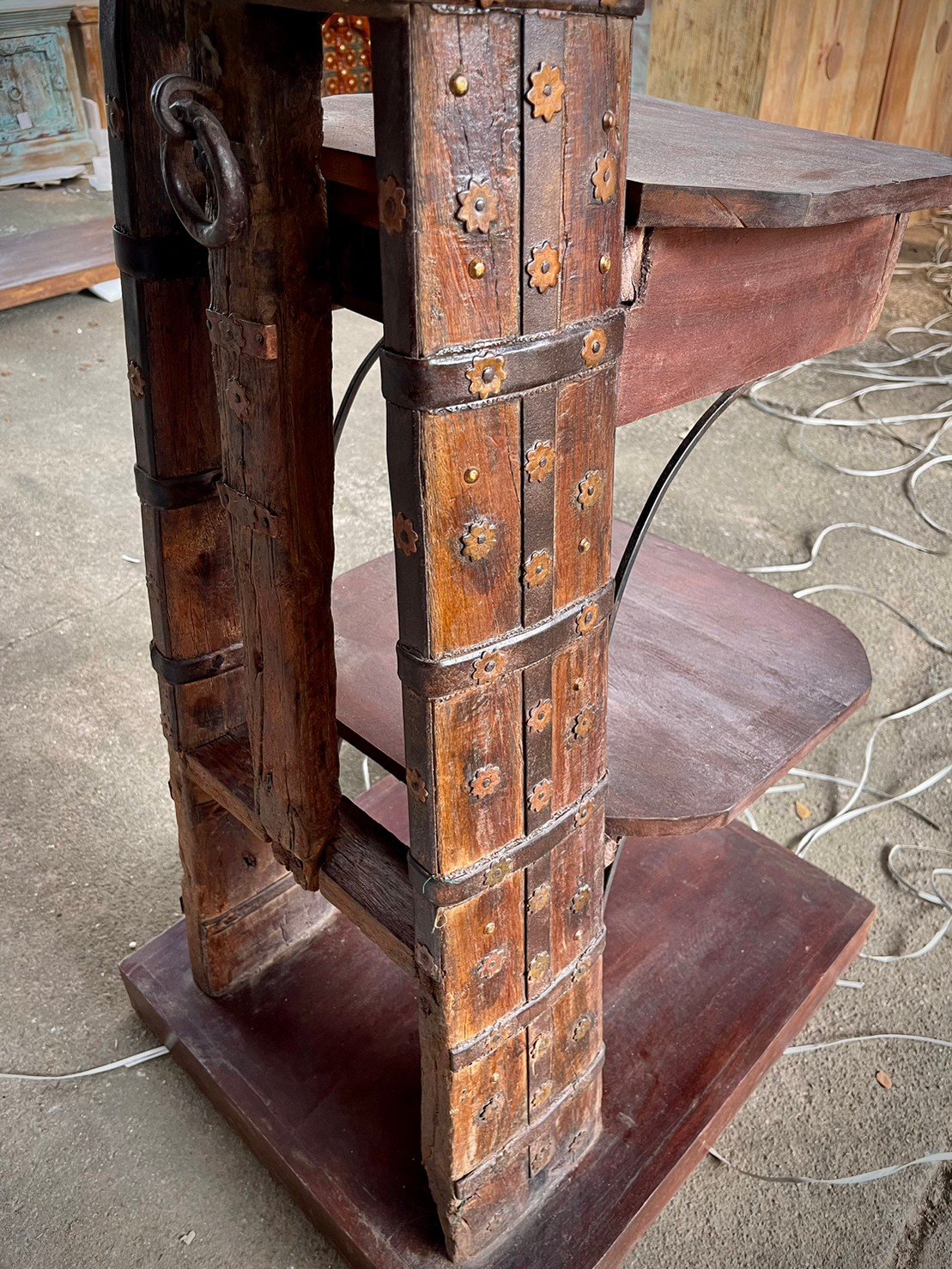 Tower Storage Shelf – Heritage Shelf with Industrial Rustic Wood and Metal Accents W54 x D62 x H200 cm - RIVO HOMES