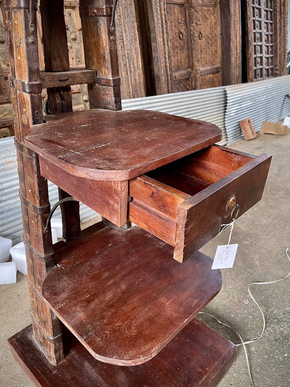 Tower Storage Shelf – Heritage Shelf with Industrial Rustic Wood and Metal Accents W54 x D62 x H200 cm - RIVO HOMES