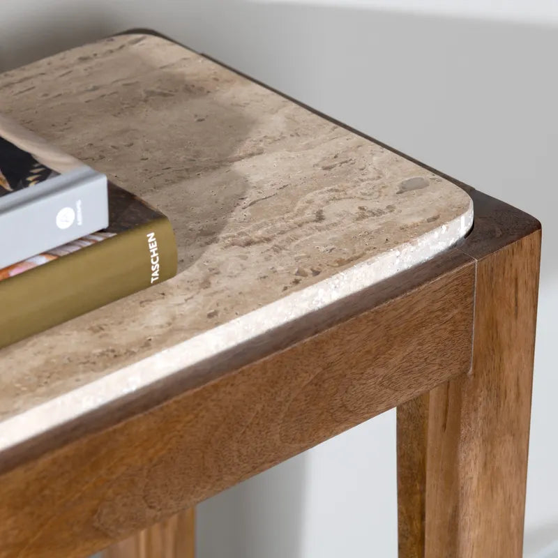 travertine console table