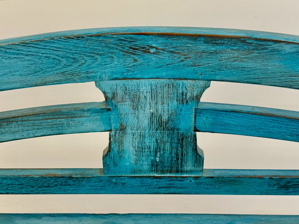 Vibrant Blue Wooden Bench – Decorative Bench for Home with Turned Legs W130 x D50 x H96 cm - RIVO HOMES