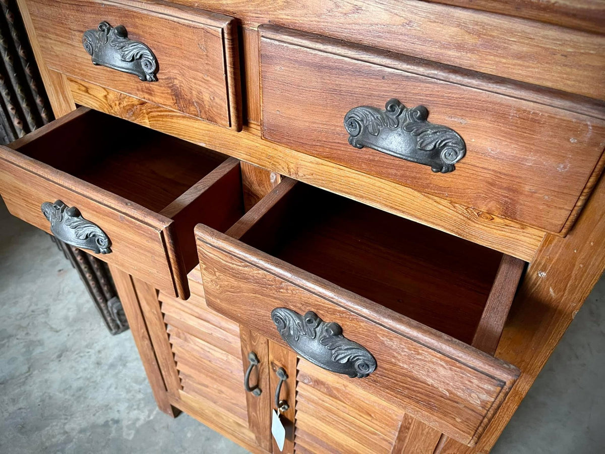vintage brass handle cabinet