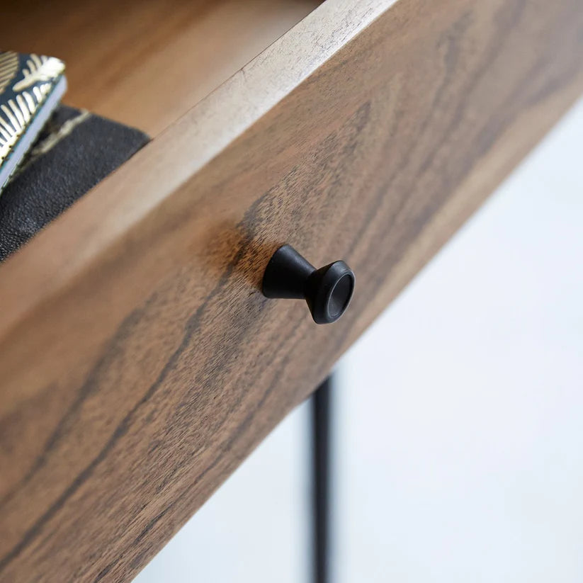 walnut finish narrow console