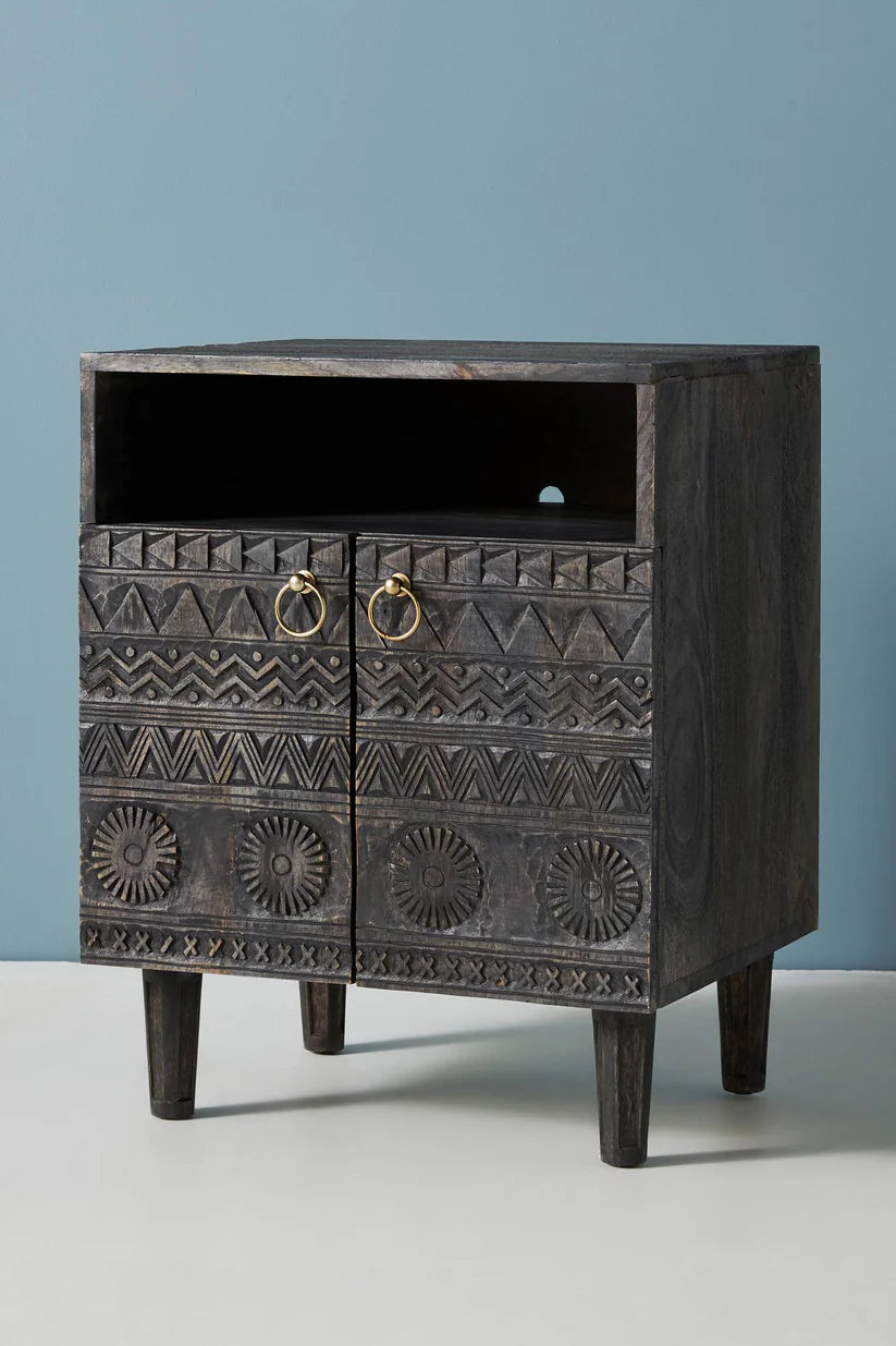 walnut white distress bedside