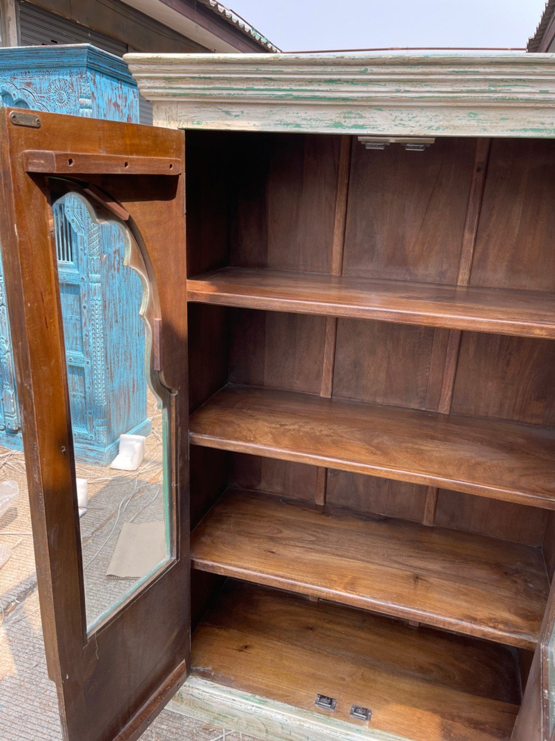 weathered white wash cabinet