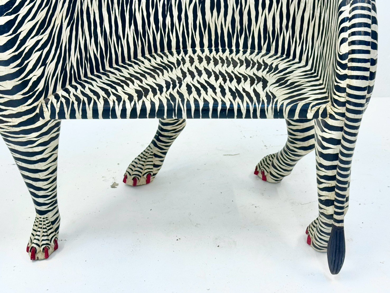 White Tiger Chair Set of 2 – Hand-Painted Antique Wooden Chairs with Black-and-White Tiger Pattern, Mango Wood, Painted Finish (95 × 72 × 95 cm) - RIVO HOMES
