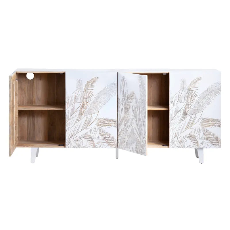 white painted botanical cabinet