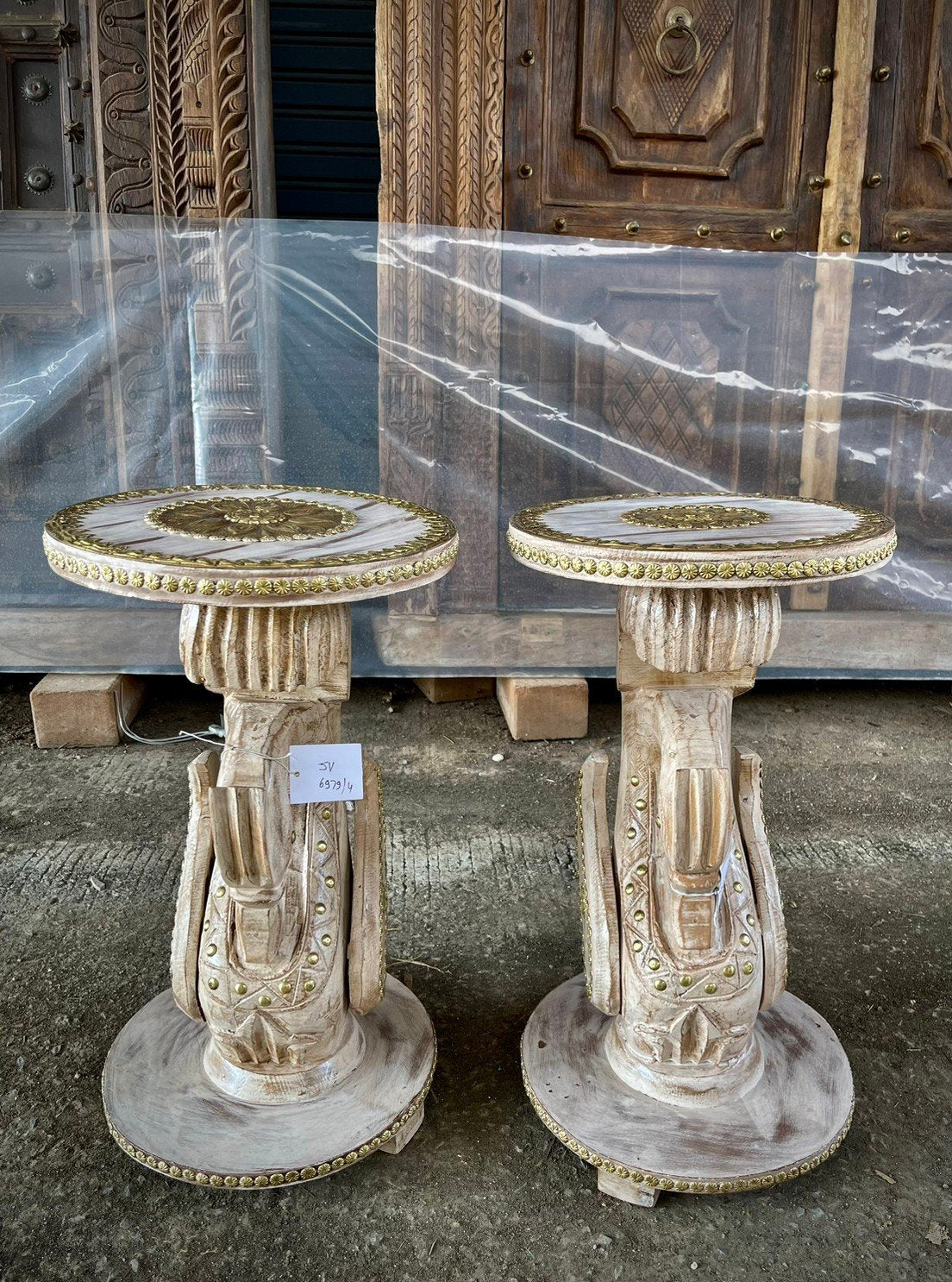 white swan side tables
