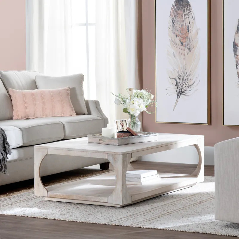 whitewash mango wood coffee table