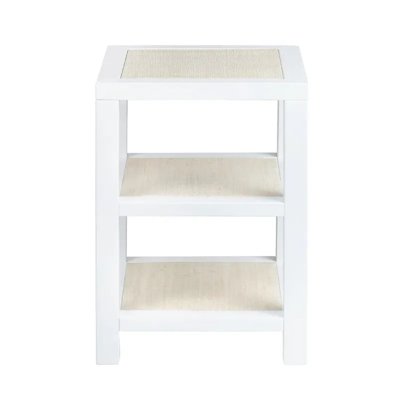 whitewashed 3-shelf end table