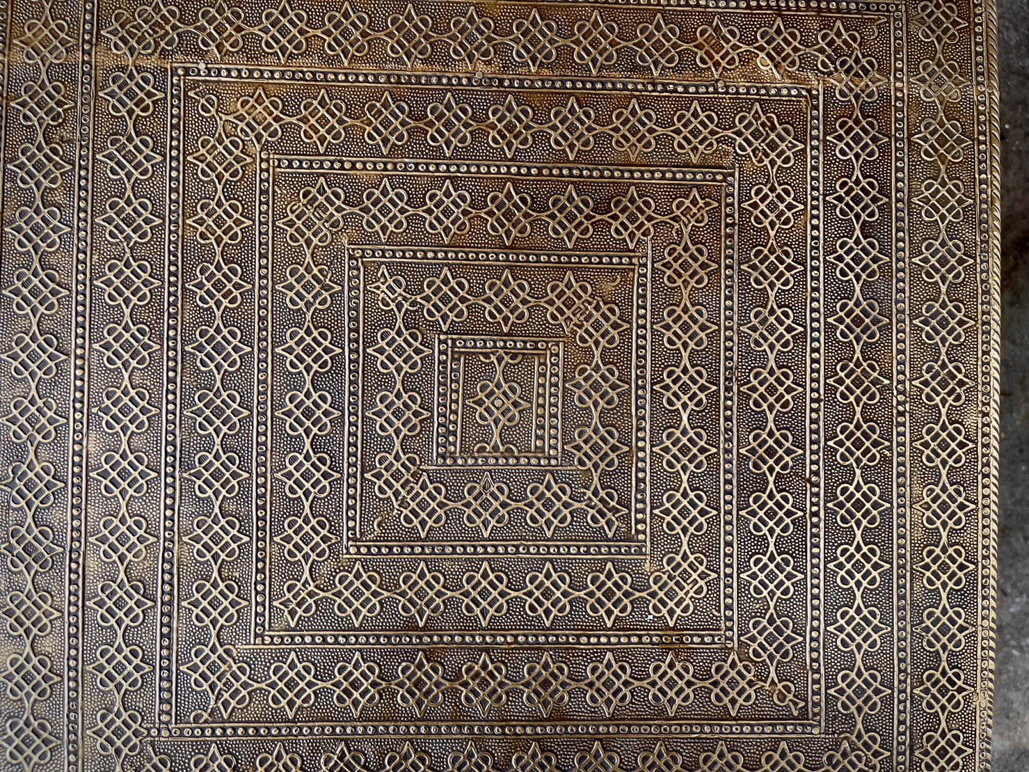 wood and brass table
