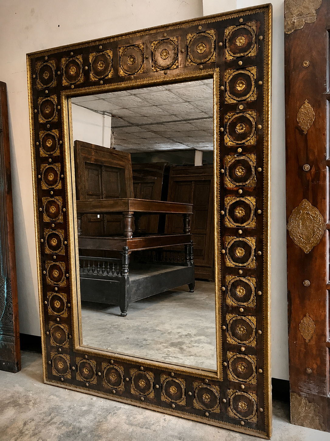 wood frame with brass