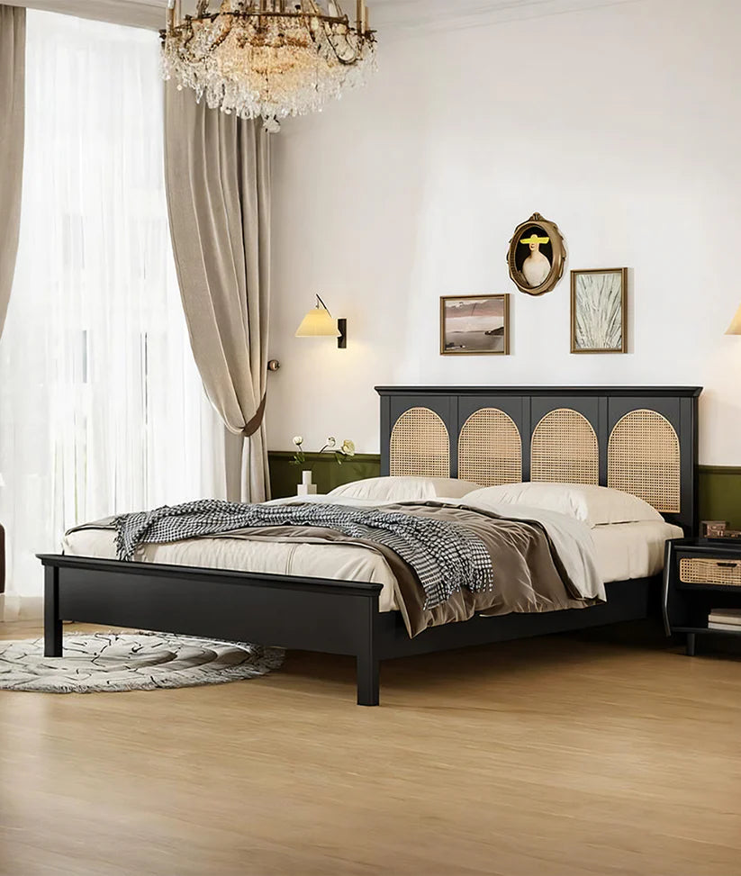 wood with rattan bed